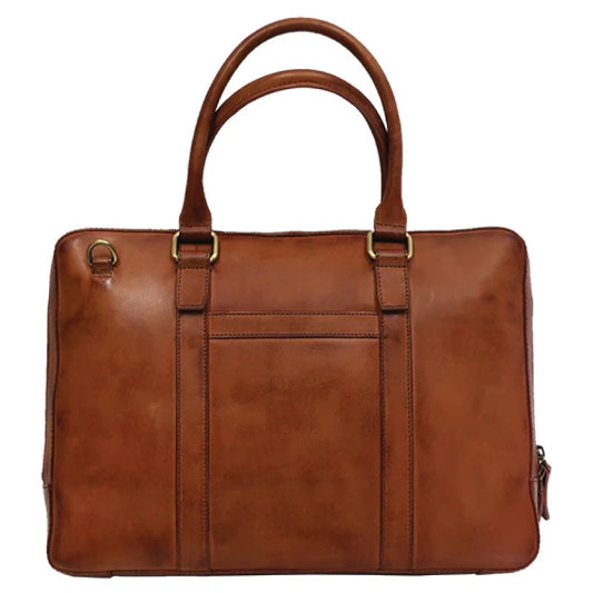 Boconi Darius Slim Laptop Briefcase in Cognac