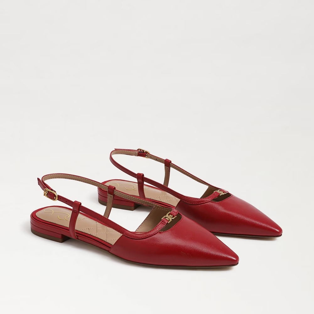 Womens Sam Edelman Cohen Slingback Pointy Toe Flat in Scarlett Leather