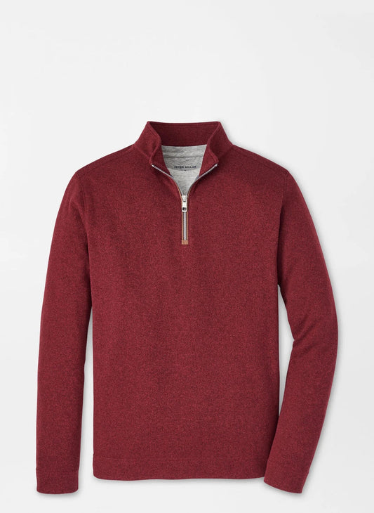 Peter Millar Crown Sweater Fleece Quarter-Zip in Currant