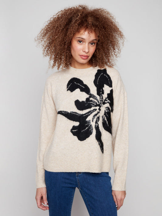 Womens Charlie B Floral Jacquard Crew Neck Sweater in Flowers