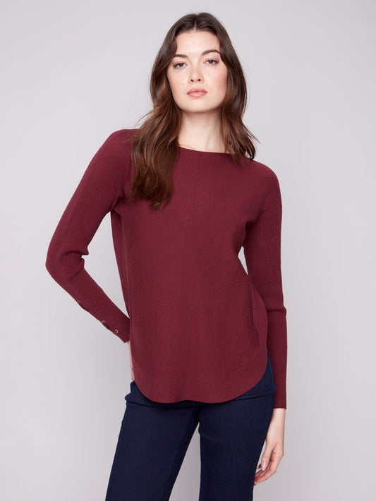 Womens Charlie B Knit Sweater in Cabernet