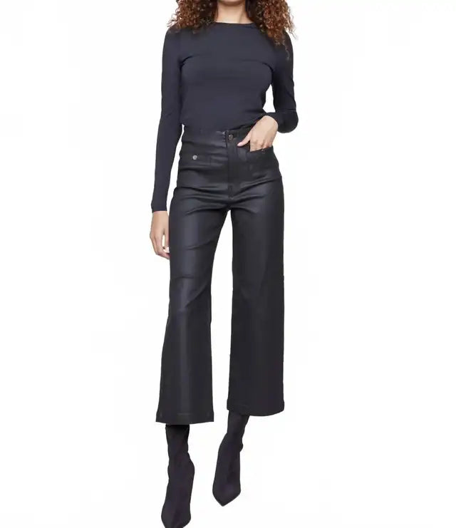 Womens Charlie B Waxed Twill Flare Leg Pant in Black