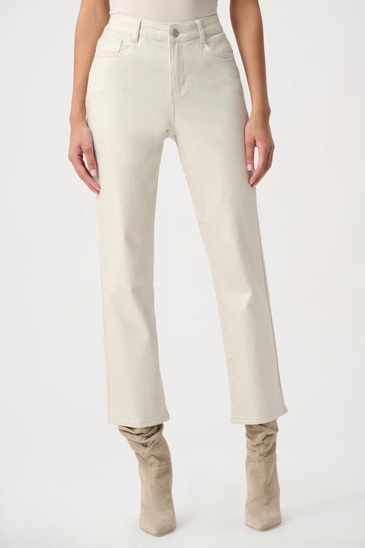 Womens Joseph Ribkoff Classic Straight Leg Metallic Jeans in Champagne