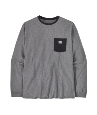 Patagonia L/S Shop Sticker Pocket Responsibili-Tee in Gravel Heather