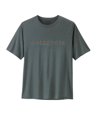 Patagonia Mens Cap Cool Daily Graphic Shirt in '73 Text Logo: Nouveau Green