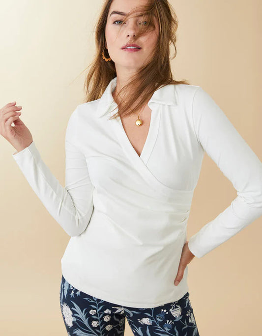 Womens Spartina 449 Edeline Wrap Top in Pearl White