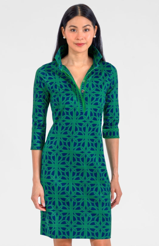 Womens Gretchen Scott Everywhere Dress in Navy/Kelly Ring Toss