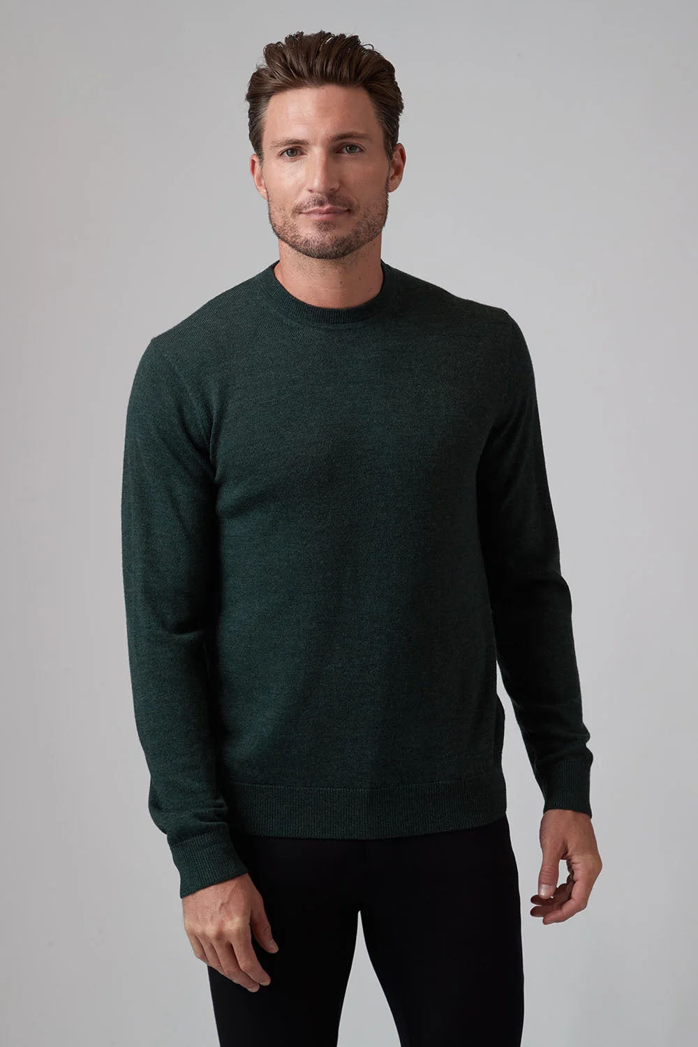 Raffi Alfie Merino Wool Crewneck Sweater in Forest