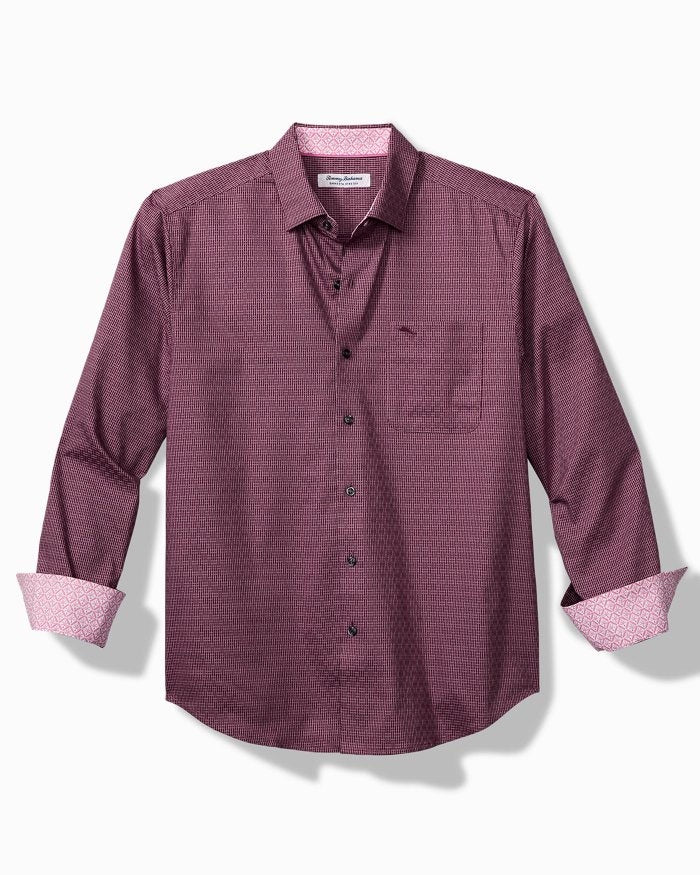 Tommy Bahama Sarasota Stretch Ventura Isles Stripe Shirt in Grape Wine