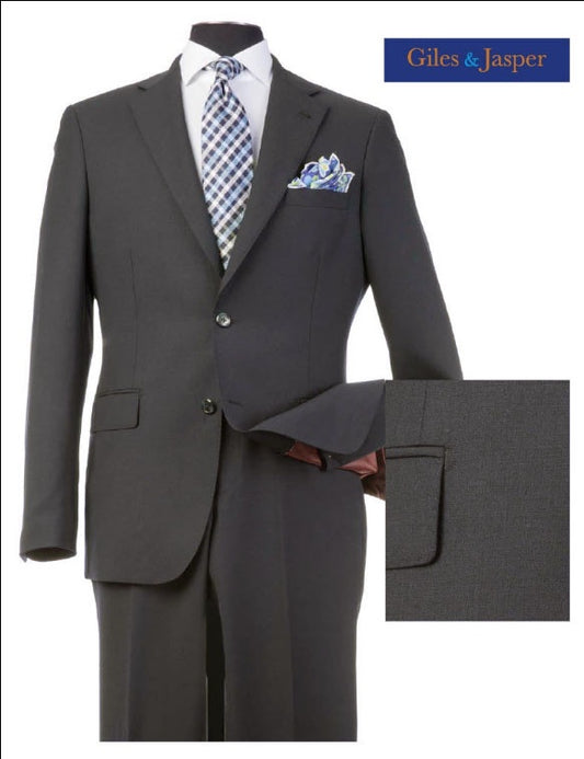 Giles & Jasper Suit W/Optional Vest Super 100's wool with Stretch in Graphite