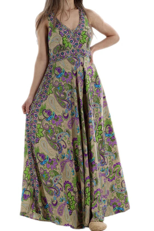 Womens La Fiorentina Ariana Long Flowy Maxi Dress in Green