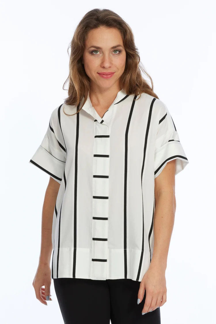 Womens Lior Heart Cap Sleeve Top in White/Black