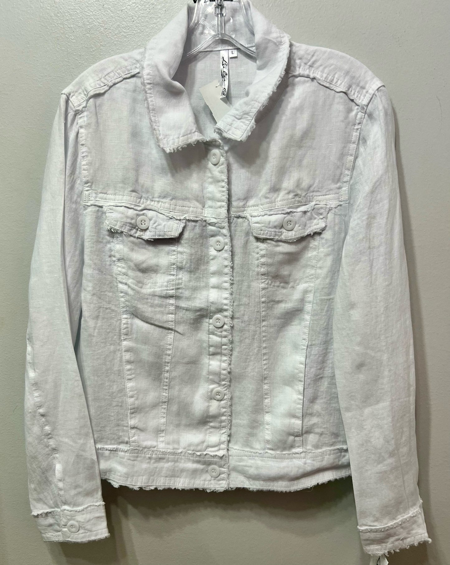 Womens Lulu B Linen Travel Jacket in White