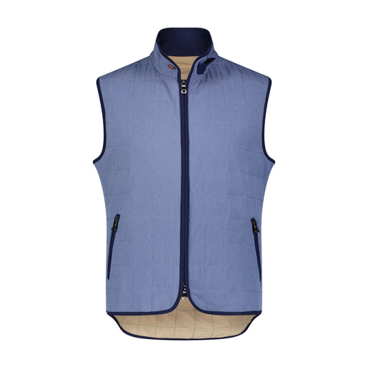 Luchiano Quilted Zip Up Vest in Indigo