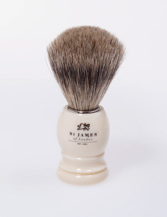 St James Super Badger Shave Brush in Ivory