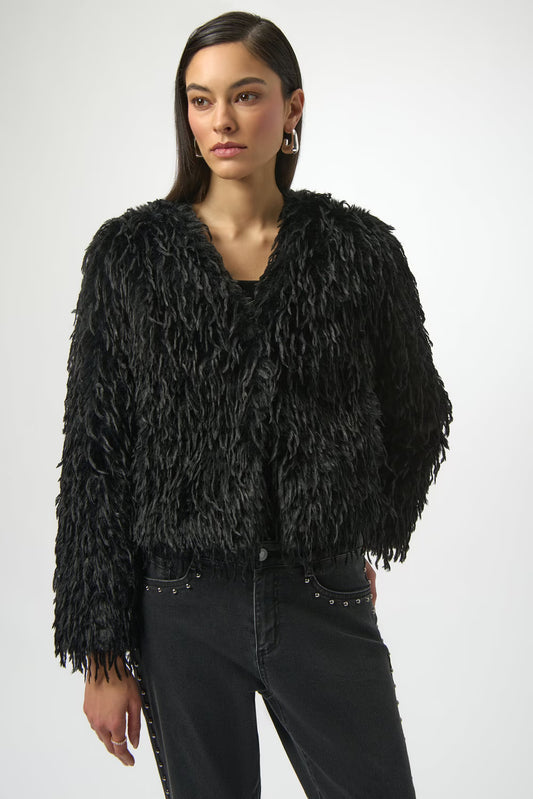 Womens Joseph Ribkoff Faux Fir Jacket in Black