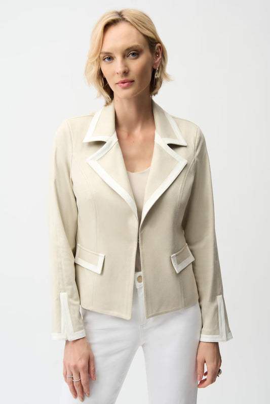 Womens Joseph Ribkoff Formal Hip-Length Blazer in Moonstone/Vanilla