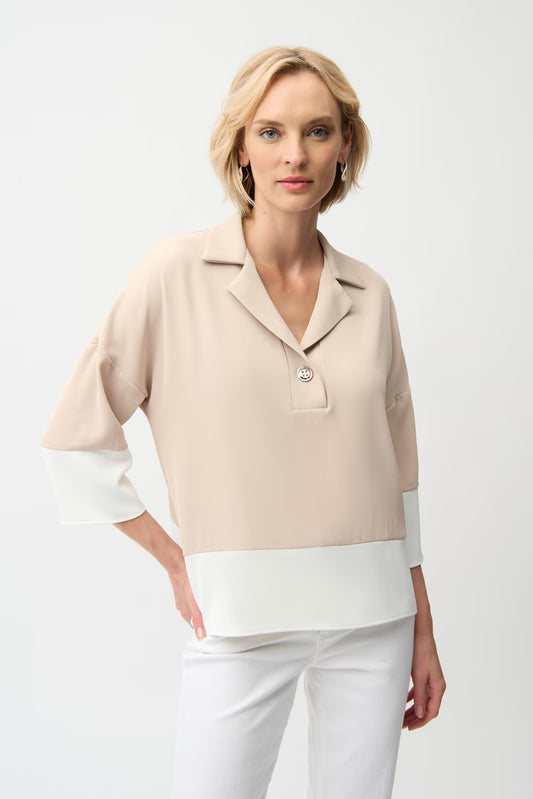 Womens Joseph Ribkoff Casual V-Neck Buttoned Shirt in Parchment/Off White