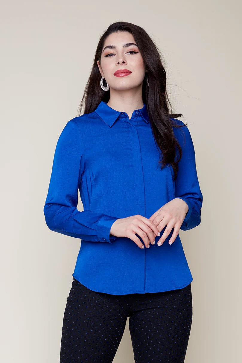 Womens Renuar LS Blouse in Lapis