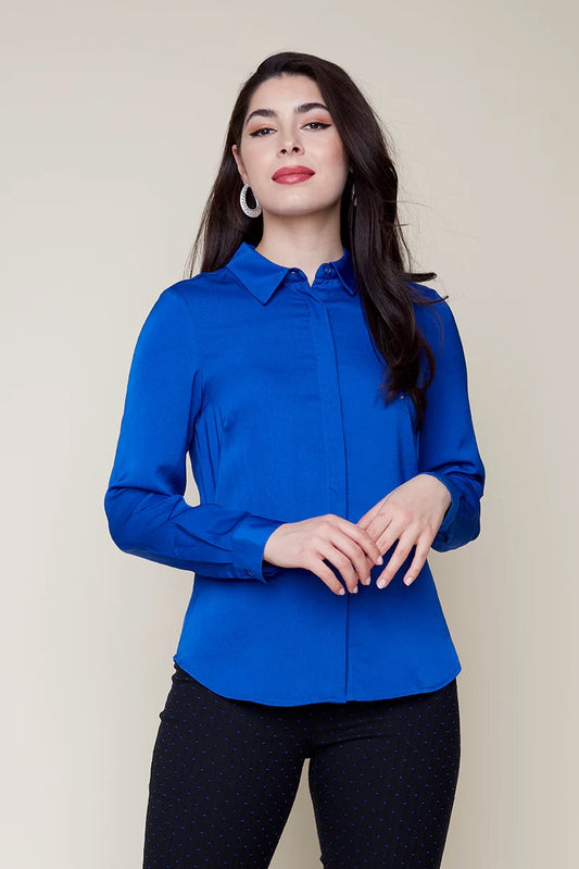 Womens Renuar LS Blouse in Lapis