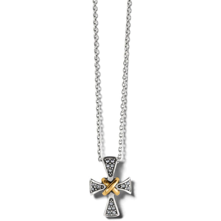 Womens Brighton Meridian Two Tone Mini Cross Necklace