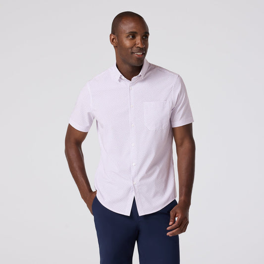 Mizzen + Main Leeward Trim Fit Short Sleeve Sportshirt in Mulberry Double Diamond