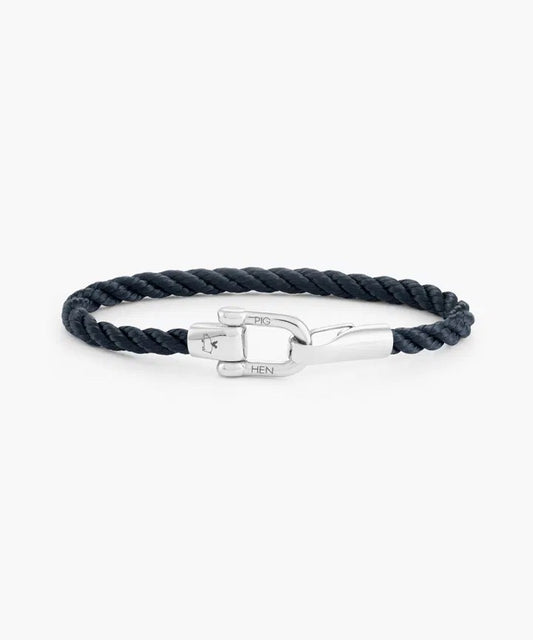 Pig & Hen Lobster Larry Rope Bracelet in Navy/Silver