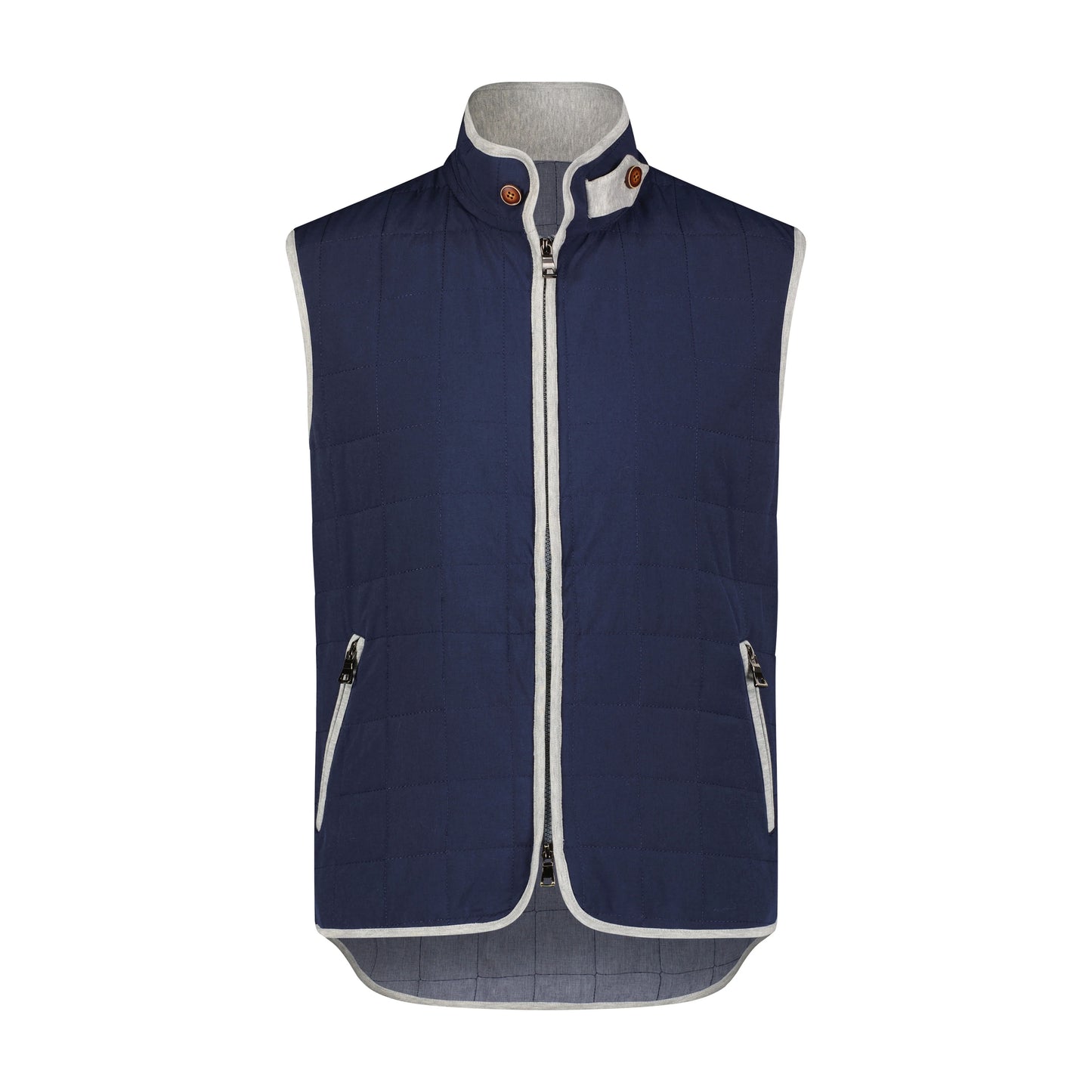 Luchiano Quilted Zip Up Vest in Navy