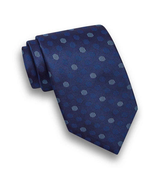 David Donahue Jacquard Tie in Navy Dot Pattern