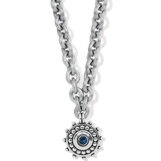 Womens Brighton Pebble Dot Medali Reversible Collar Necklace in Silver-Blue