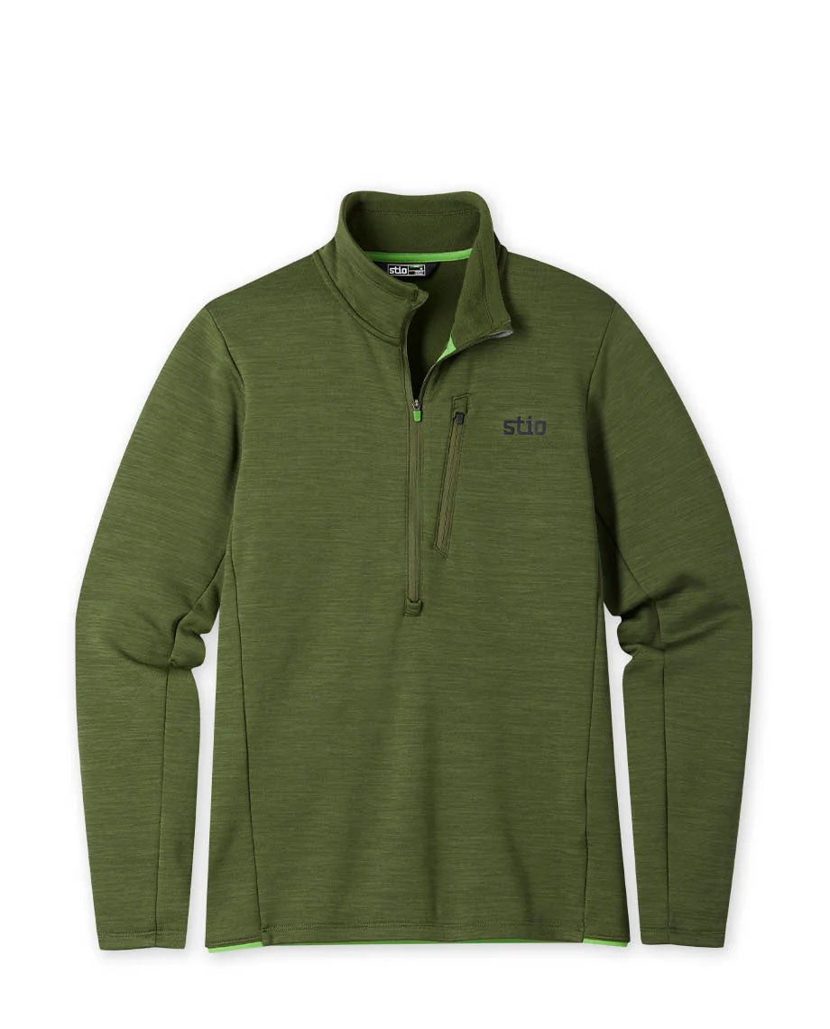 Stio Mens Glide Power Stretch Half Zip in Pine Forest