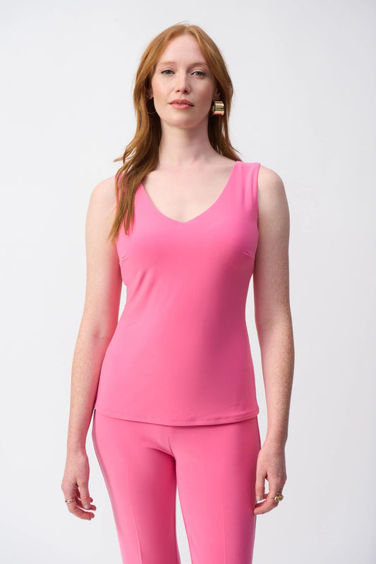 Womens Joseph Ribkoff V-Neck Sleeveless Top in Bubblegum Pink