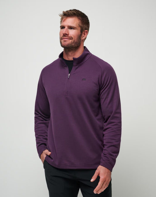 Travis Mathew Upgraded Quarter Zip in Plum