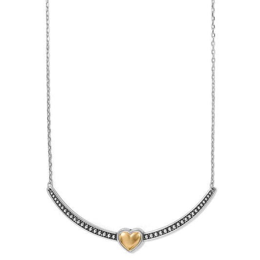 Womens Brighton Pretty Tough Bold Two Tone Heart Bar Necklace