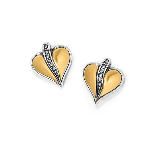 Womens Brighton Precious Heart Two Tone Post Earrings