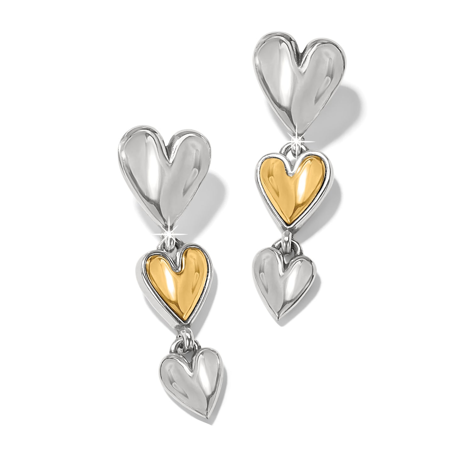 Womens Brighton Cascade Heart Trio Post Drop Earrings