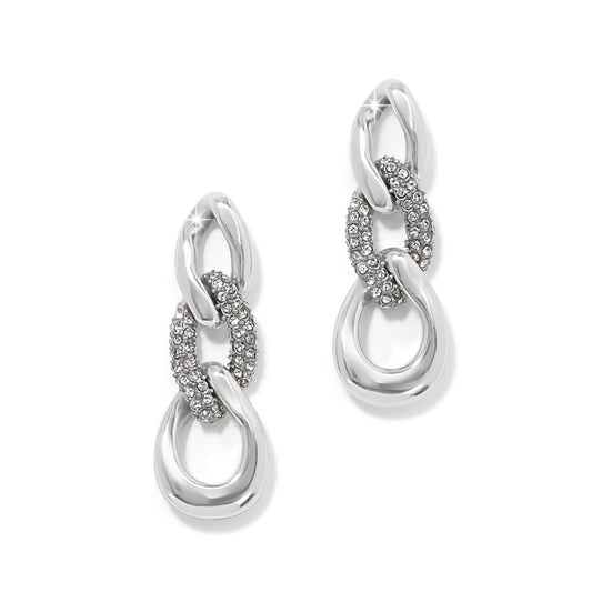 Cleo Pave Link Post Drop Earrings in Silver