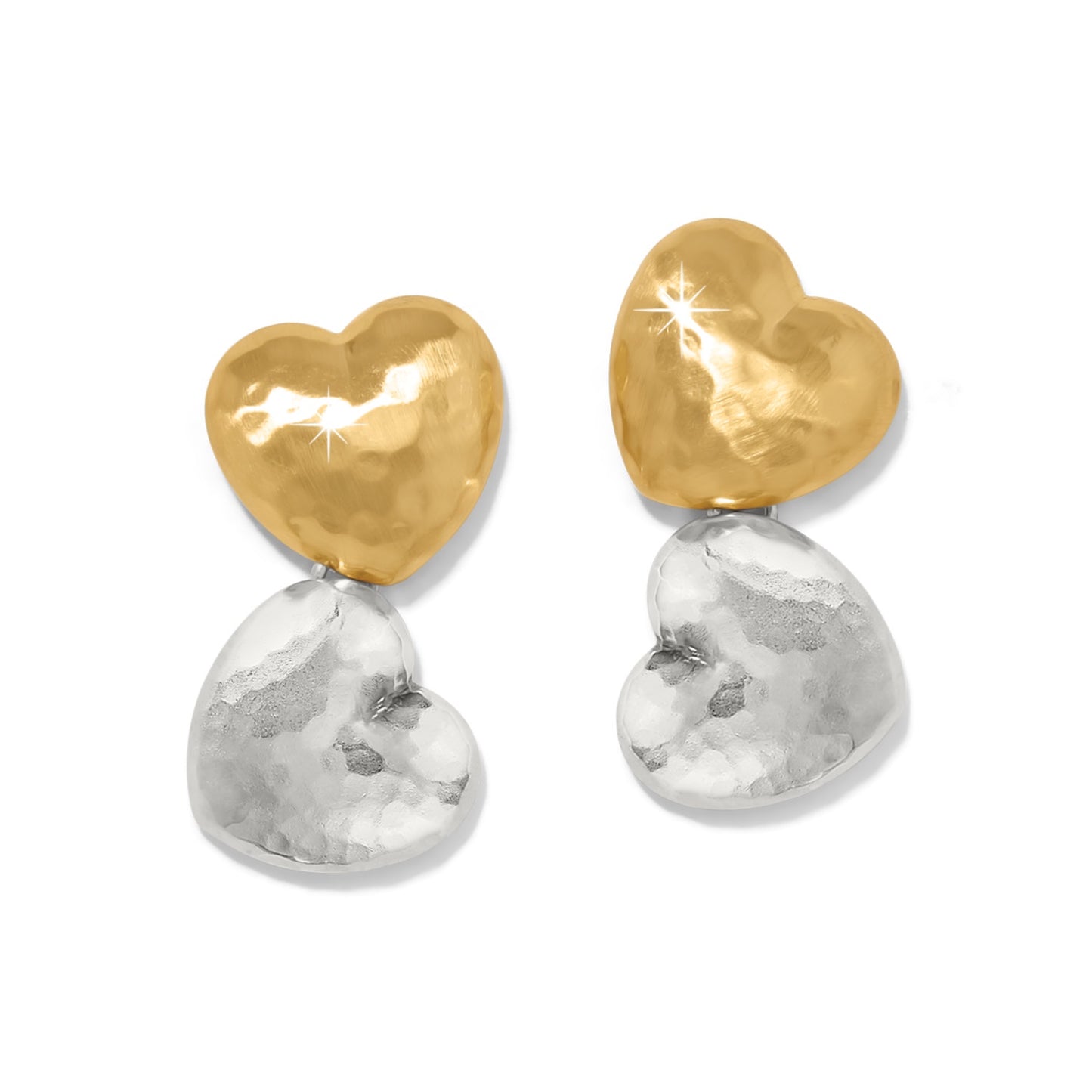 Womens Brighton Trianon Heart Small Two Tone Post Drop Earrings