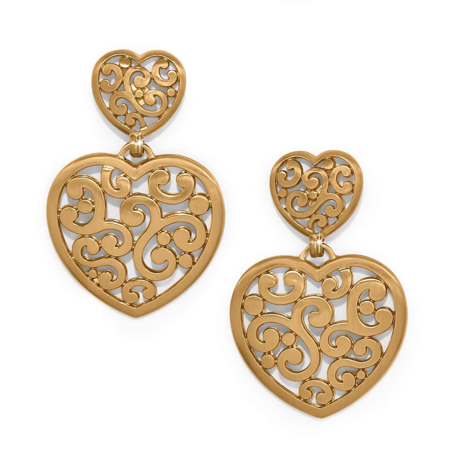 Womens Brighton Contempo Heart Double Post Drop Earrings in Gold