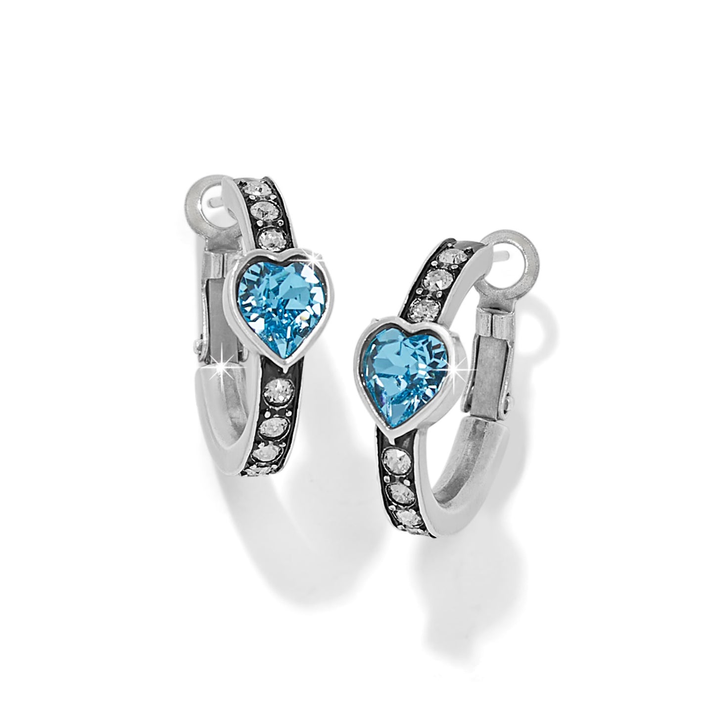 Womens Brighton Mystery Of Love Heart Hoop Earrings Silver-Aqua