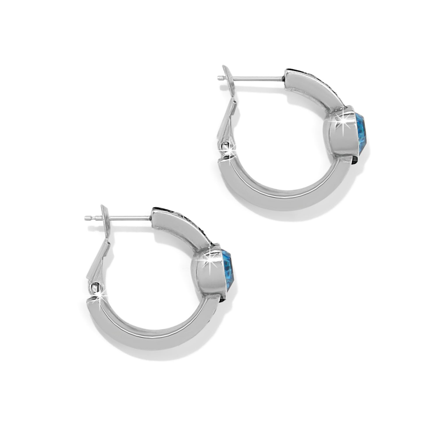 Womens Brighton Mystery Of Love Heart Hoop Earrings Silver-Aqua