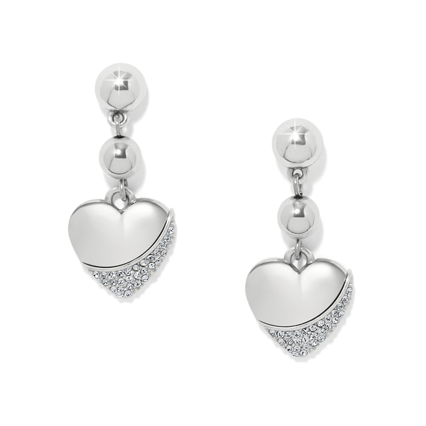 Womens Brighton Meridian Petite Heart Wave Post Earrings in Silver