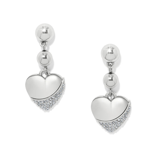 Womens Brighton Meridian Petite Heart Wave Post Earrings in Silver