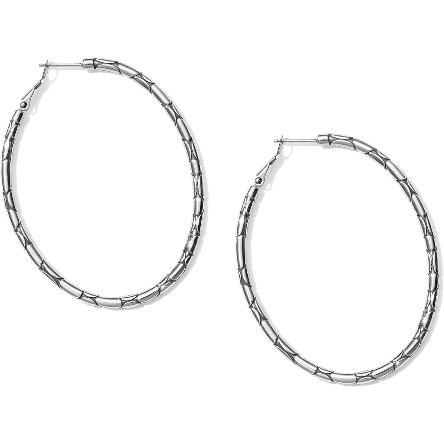 Womens Brighton Pebble Large Oval Hoop Earrings