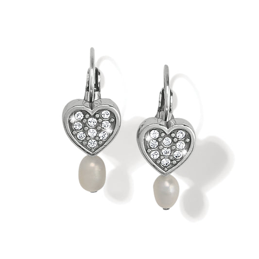 Womens Brighton Meridian Zenith Heart Pearl Leverback Earrings