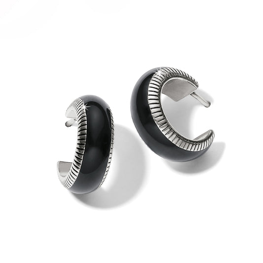 Womens Brighton Interlok Noir Small Hoop Earrings