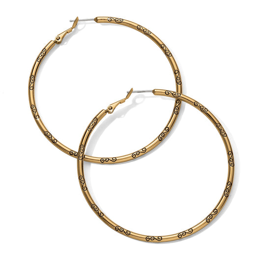 Womens Brighton Grande Hoop Charm Earrings in Gold