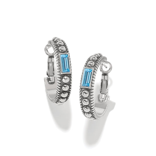 Womens Brighton Pretty Tough Gem Hoop Earrings in Silver Aqua