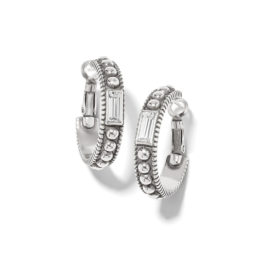 Womens Brighton Pretty Tough Gem Hoop Earrings in Silver