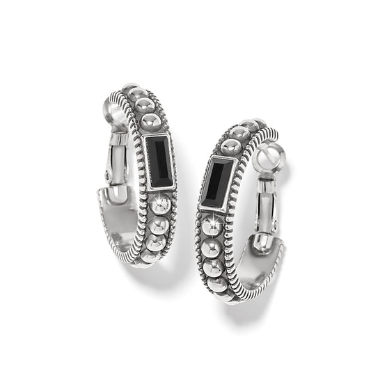 Womens Brighton Pretty Tough Gem Hoop Earrings in Silver-Black